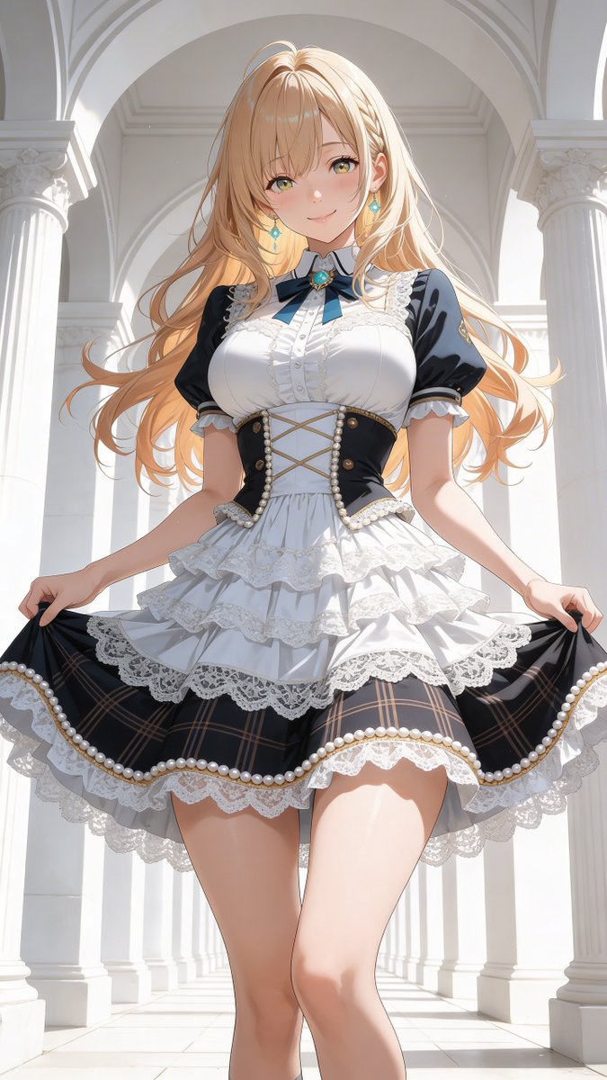 Seedream 5.0 AI 生成的蕾丝珍珠洛丽塔裙动漫少女